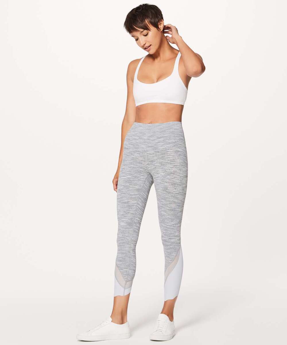 Lululemon Wunder Under Crop II Special Edition Gray Scallop Leggings Size 10